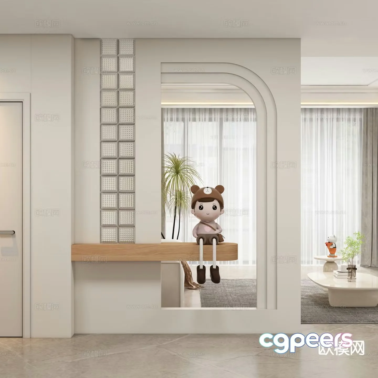 Cream style entrance hall entrance hall aisle 3D model