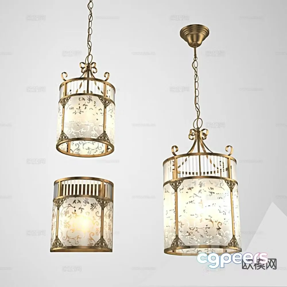 Simple European chandelier restaurant chandelier 3d model