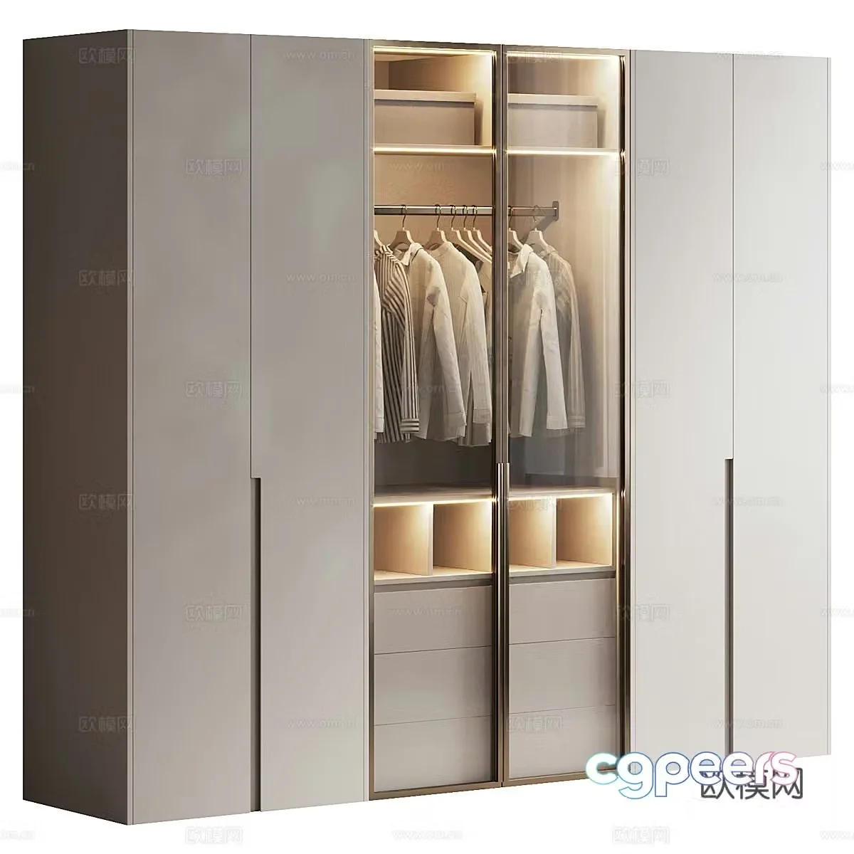 Modern Italian minimalist door opening wardrobe glass wardrobe 3d model