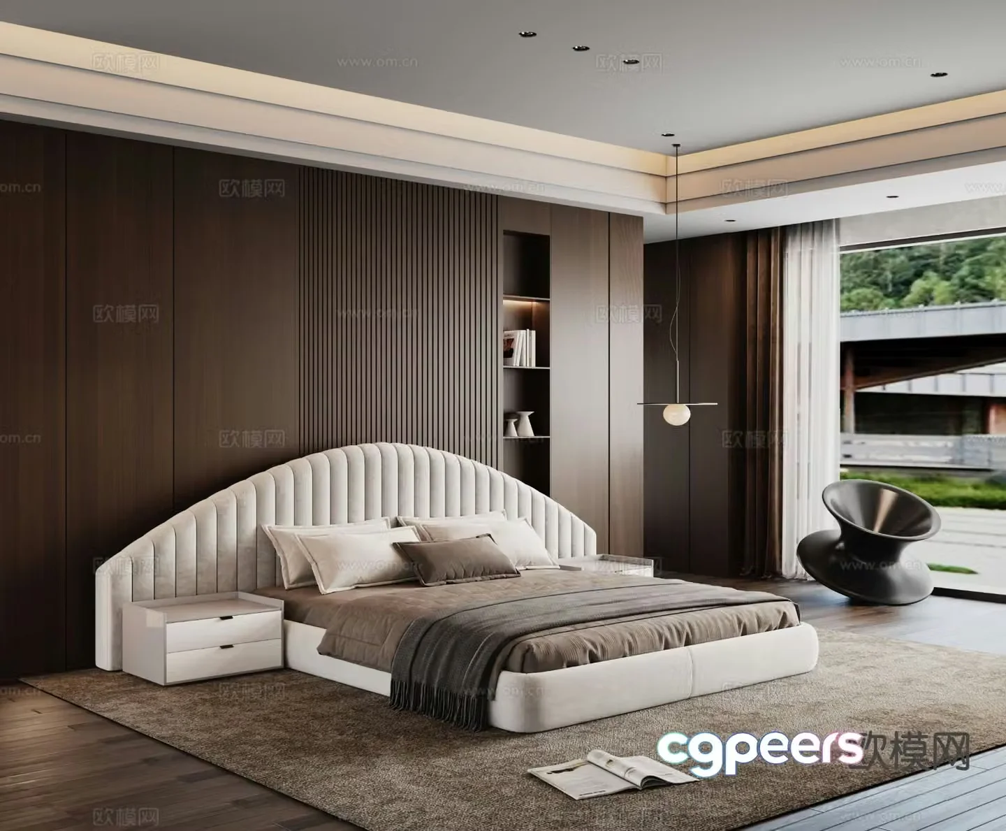 Modern double bed 3d model