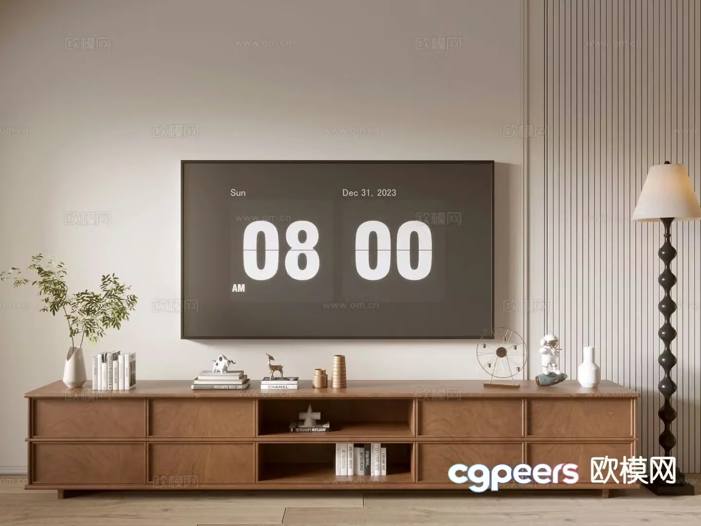 Log style TV cabinet 3D model