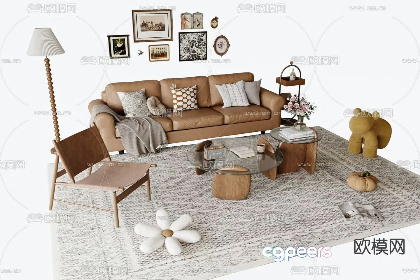 Medieval style modular sofa 3D model