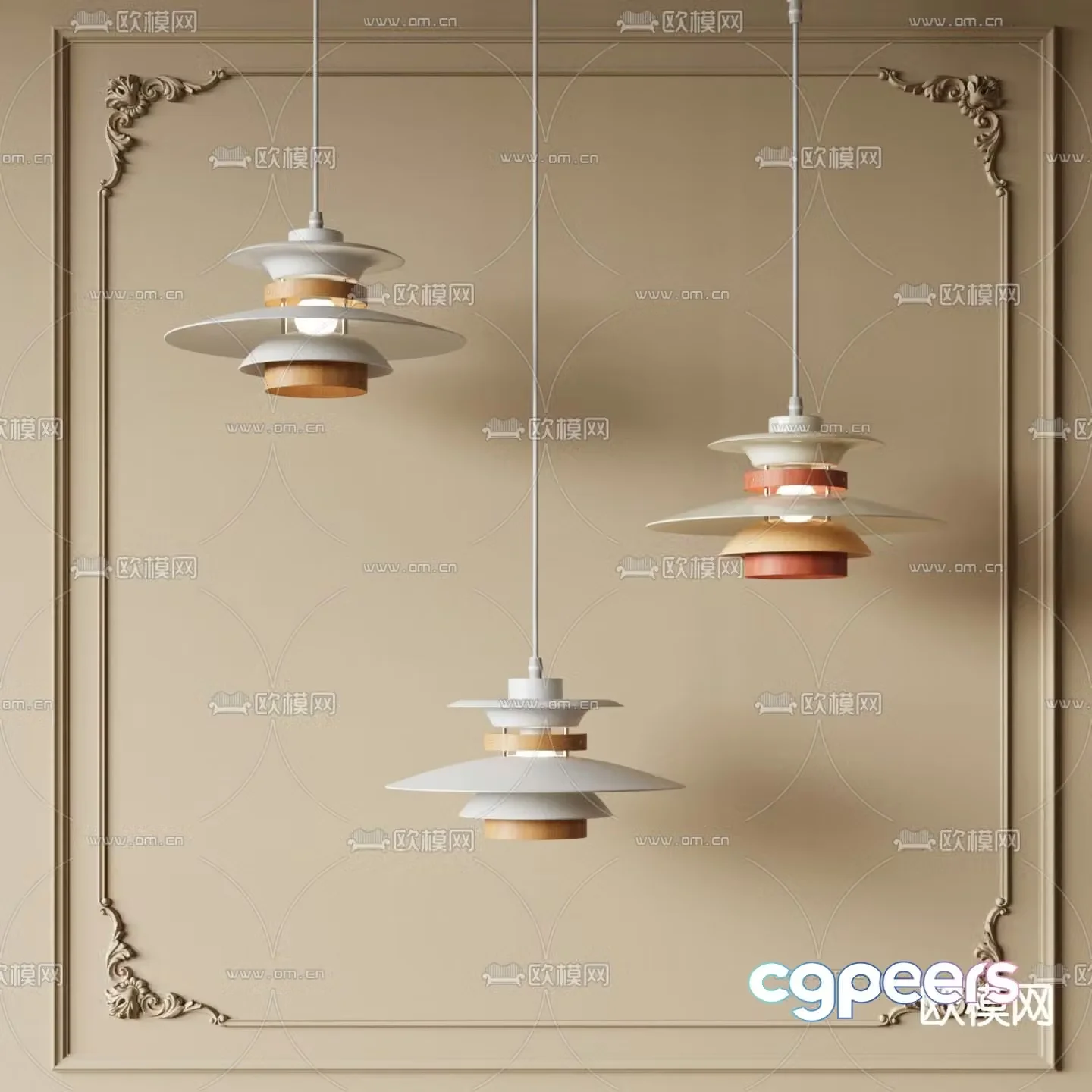 Nordic small chandelier 3d model