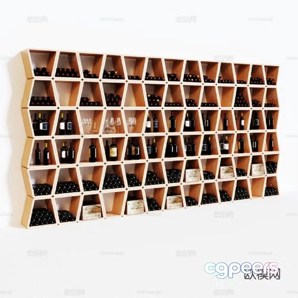European style wine cabinet constant temperature wine cabinet 3D model