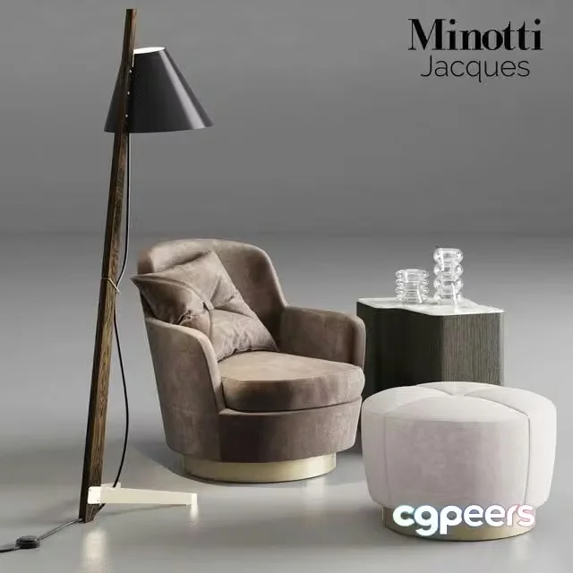 3ds Max Free – Minotti Jacques Armchair and Pouf