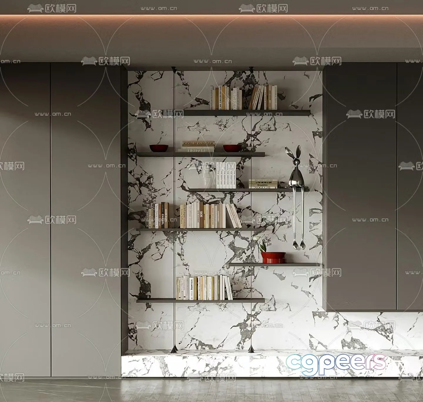 Modern storage shelf bookshelf 3d model