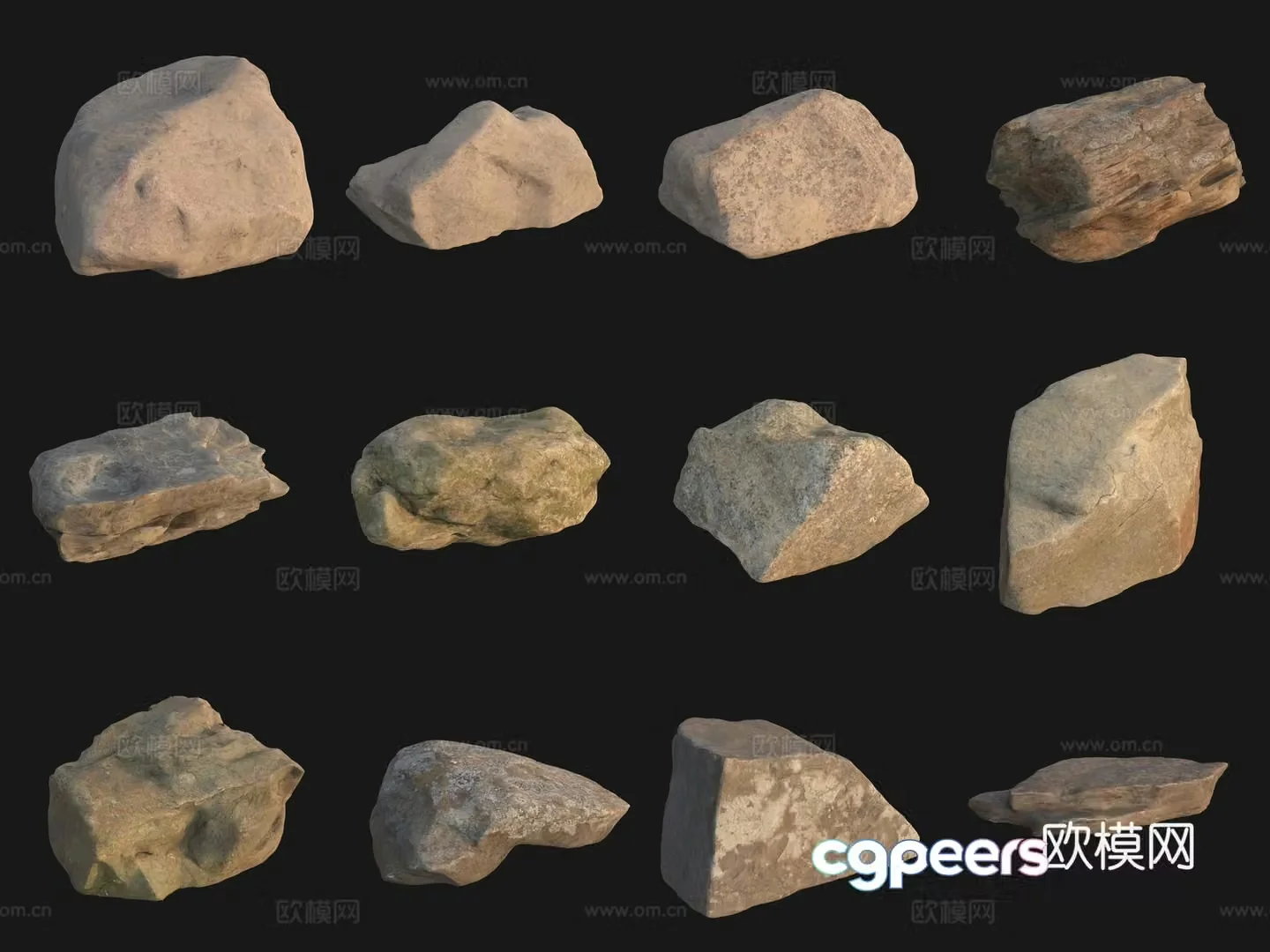 Rock big stone big stone pile 3d model