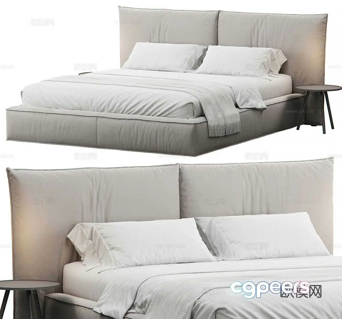 imbottito double bed platform bed 3d model