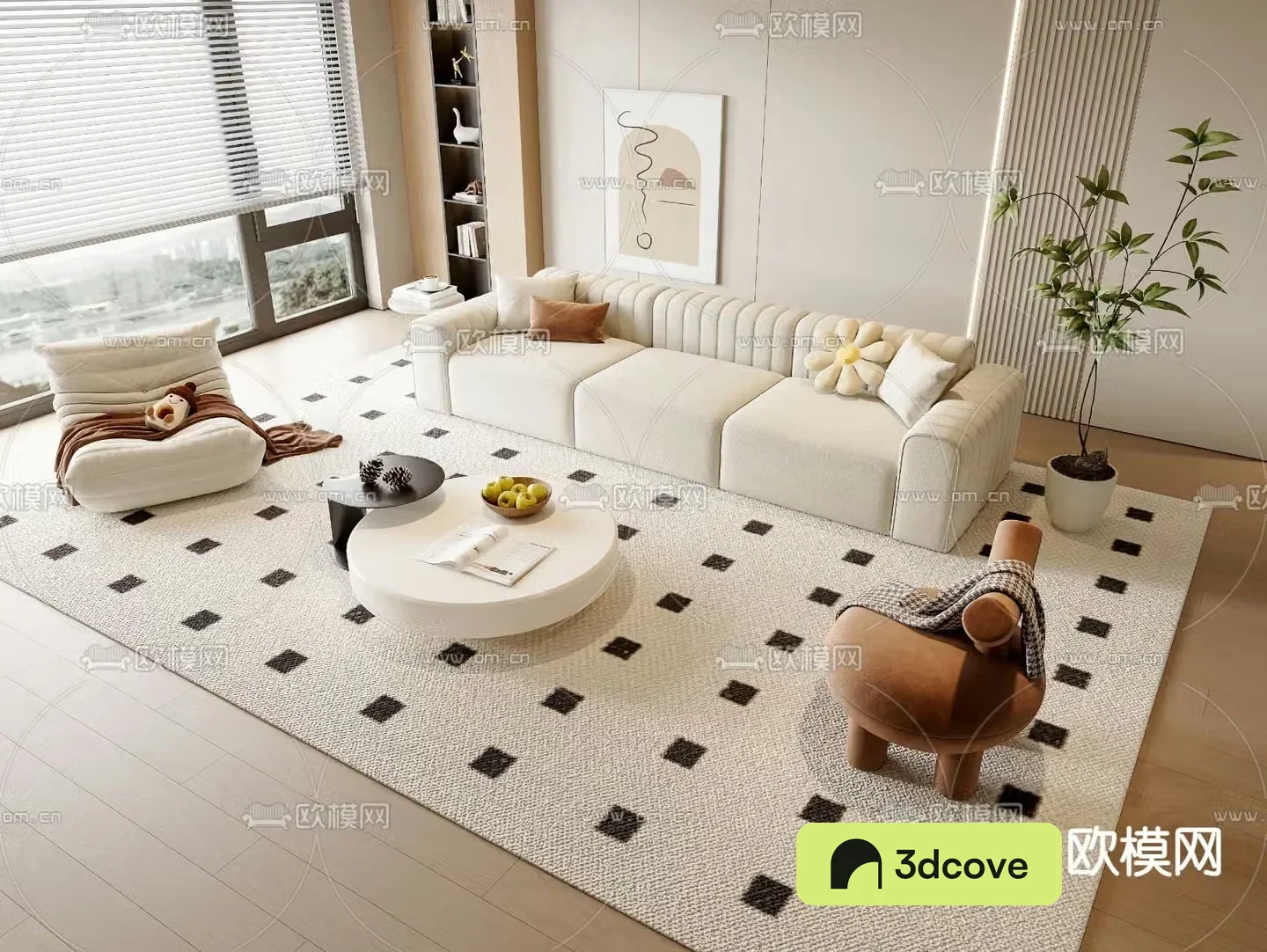 Cream sofa combination three-person sofa