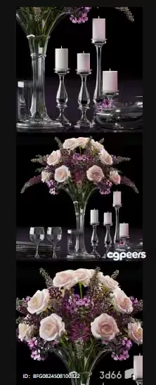 A Bouquet Of Flowers In A Vase 3D Model – 805 – VRAY Render