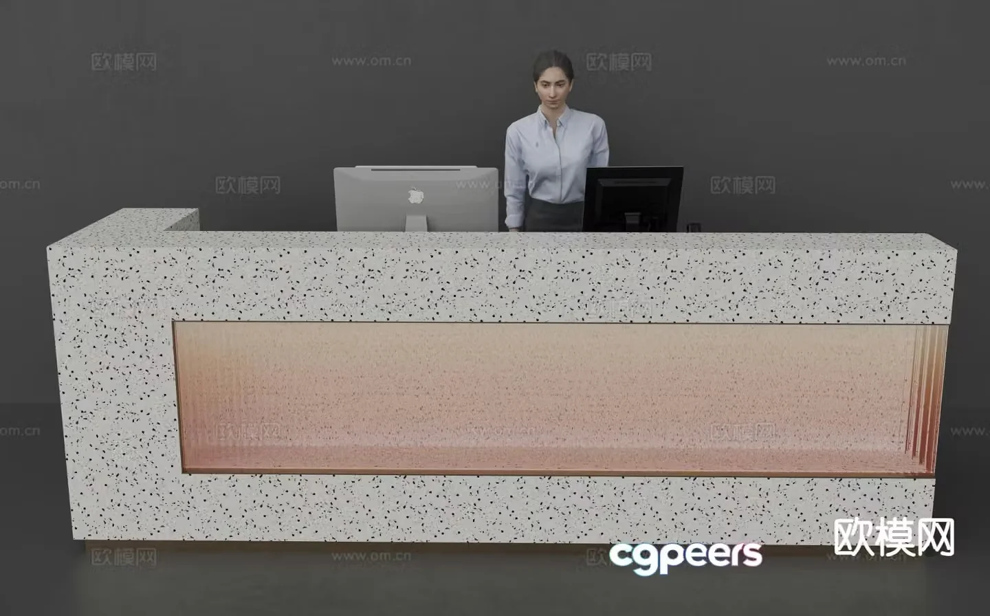 Modern front desk reception desk service desk 3d model