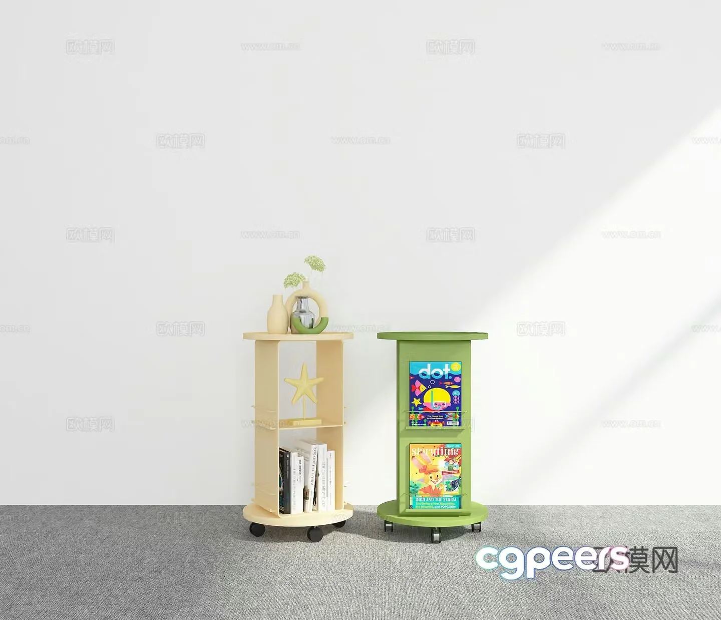 Modern bookshelf 3d model