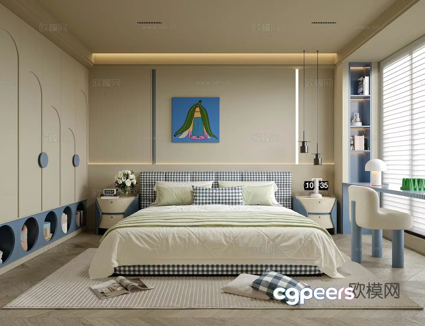 Modern boy room children’s room children’s desk chair children’s bedside table 3d model