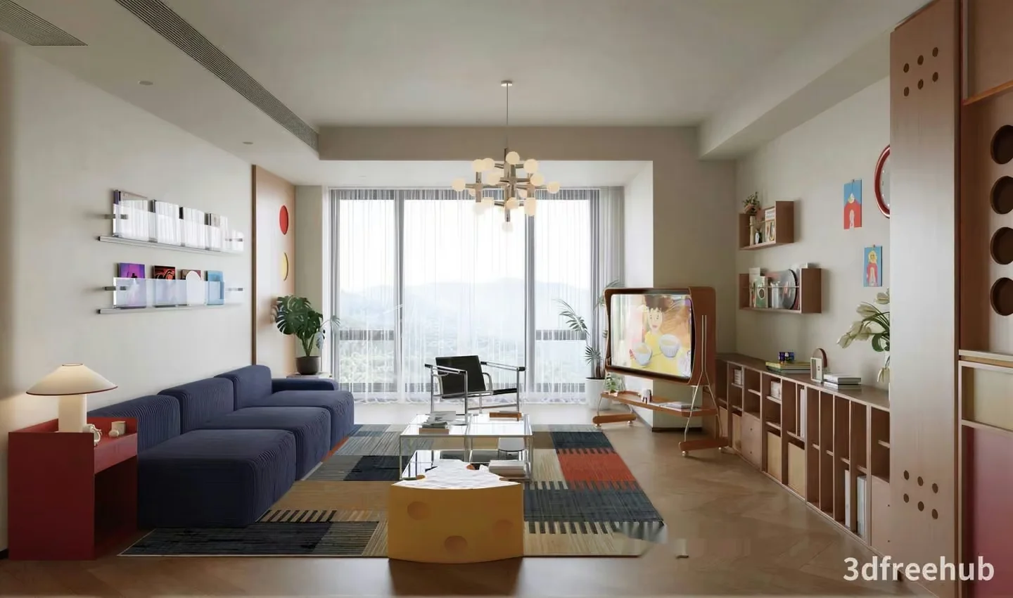 Modern Living Room 3D Model – 19924 – VRAY Render