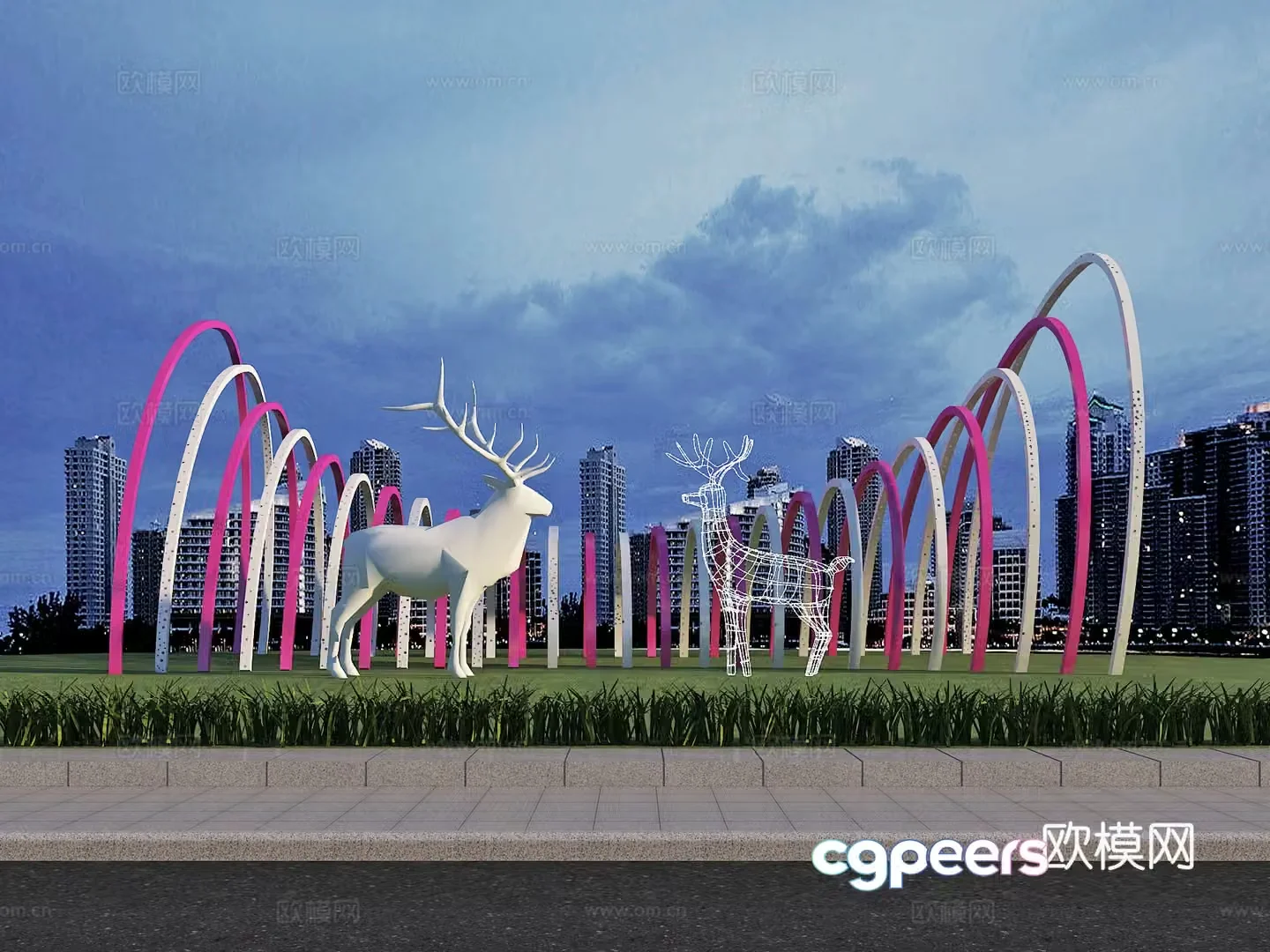 Green space installation Landscape Art sketch Sculpture 3d model