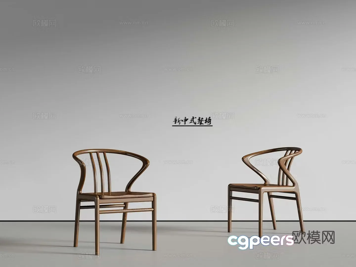New Chinese Song style dining chair single chair 3D model
