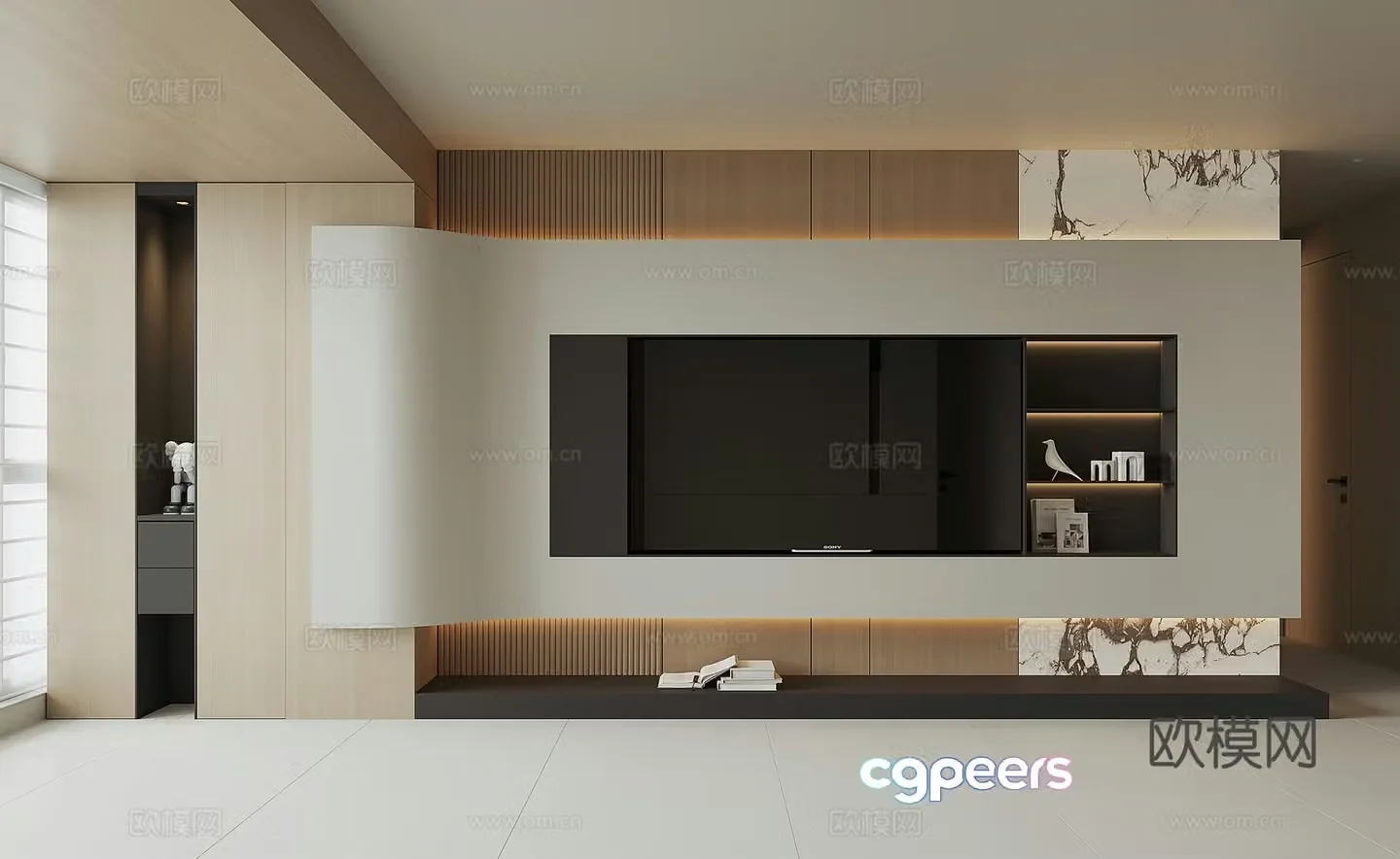 Modern TV background wall 3d model