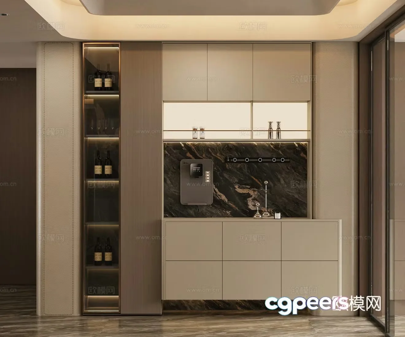 Modern Italian sideboard light luxury Italian sideboard wine cabinet sideboard finished sideboard wine bottle 3D model