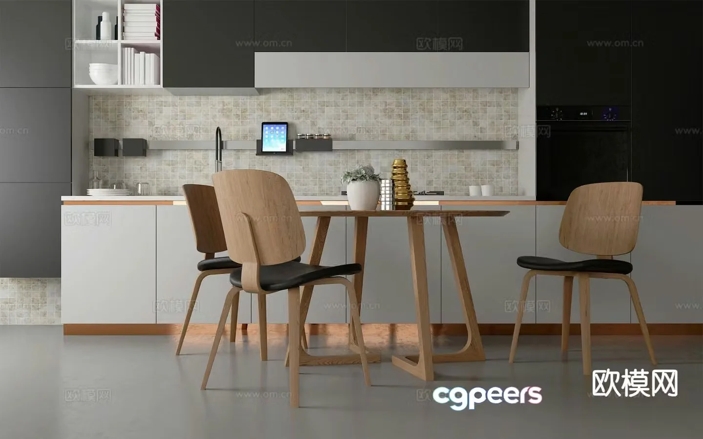 Modern round dining table dining table and chairs 3d model