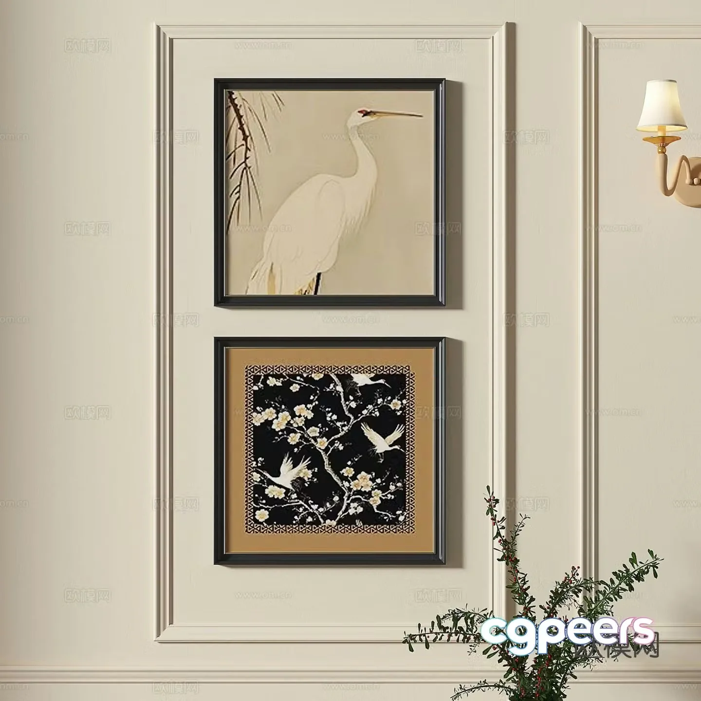 French abstract painting decorative painting 3d model