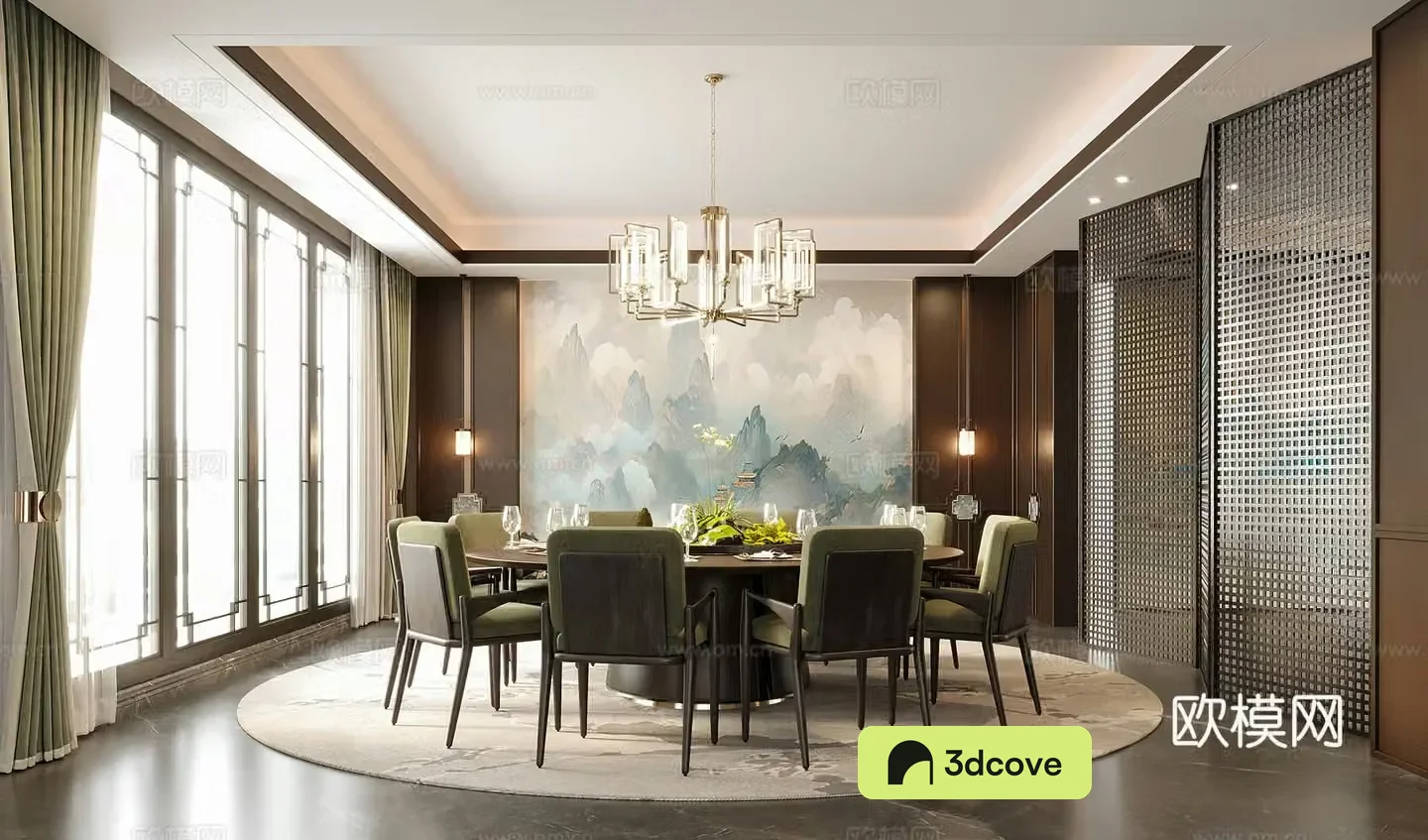 New Chinese restaurant private room Villa restaurant Dining table and chair