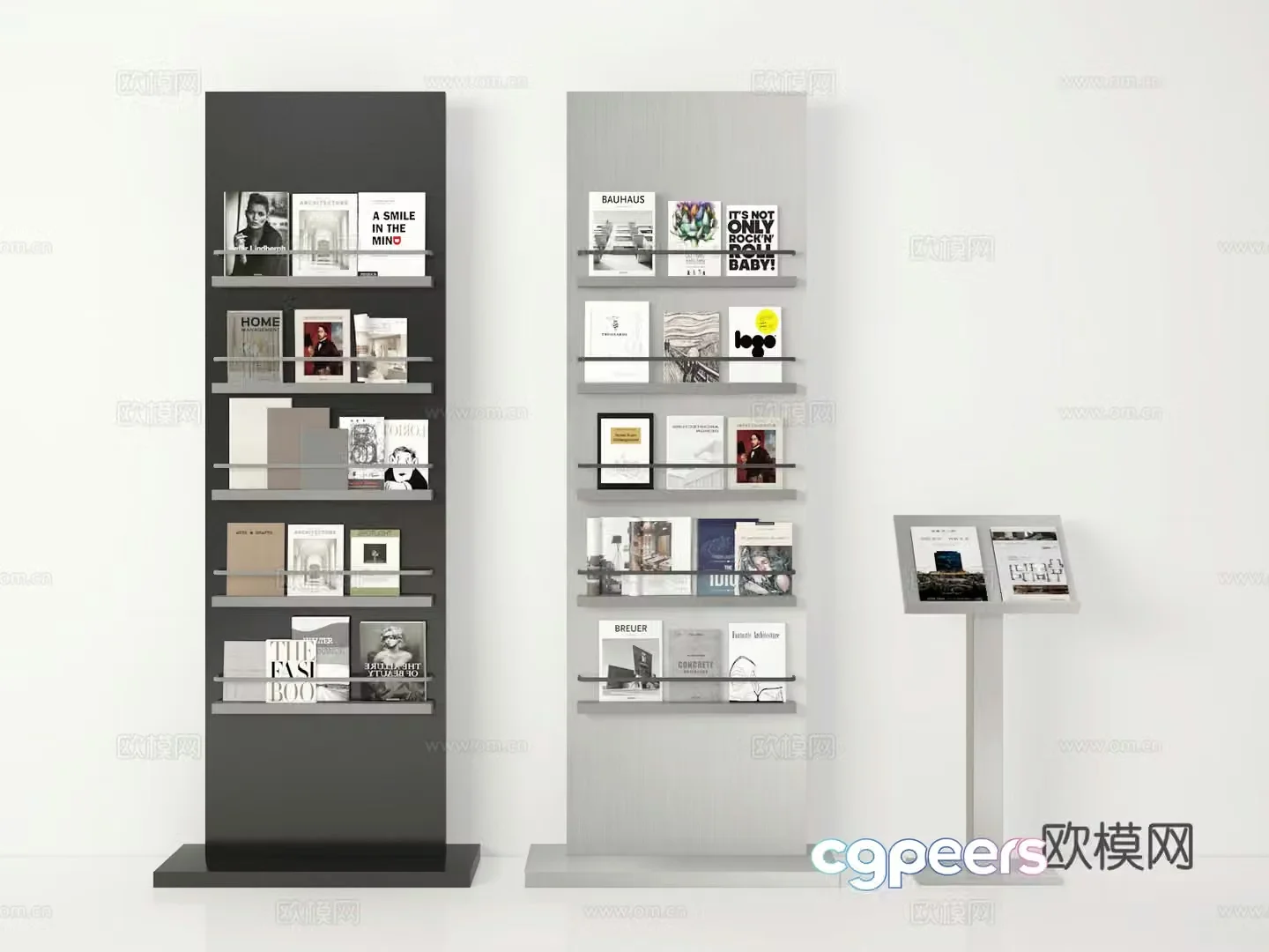 Modern bookshelf magazine rack 3d model