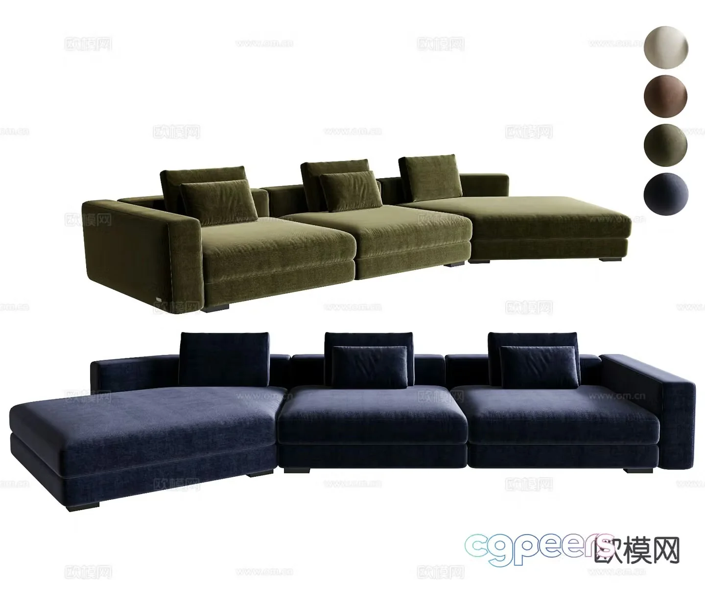 Modern multi-seater sofa modular sofa 3d model