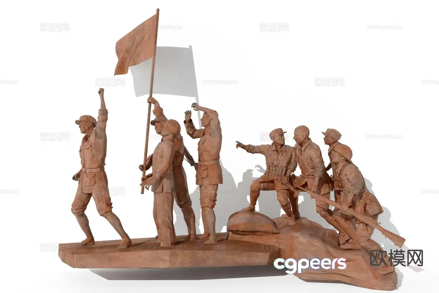 Revolutionary Sculpture Red Army Sculpture Figure Sculpture 3D Model