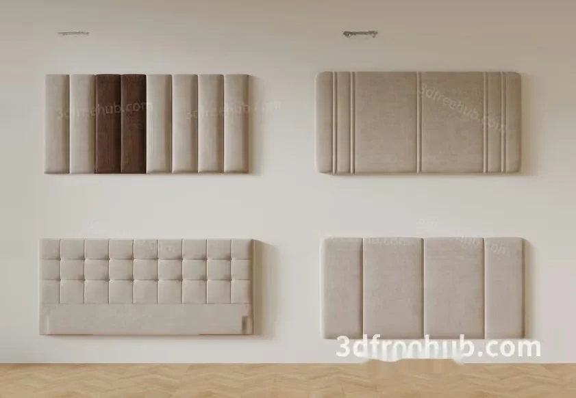 Grey Headboard 3D Model – 18902 – VRAY Render