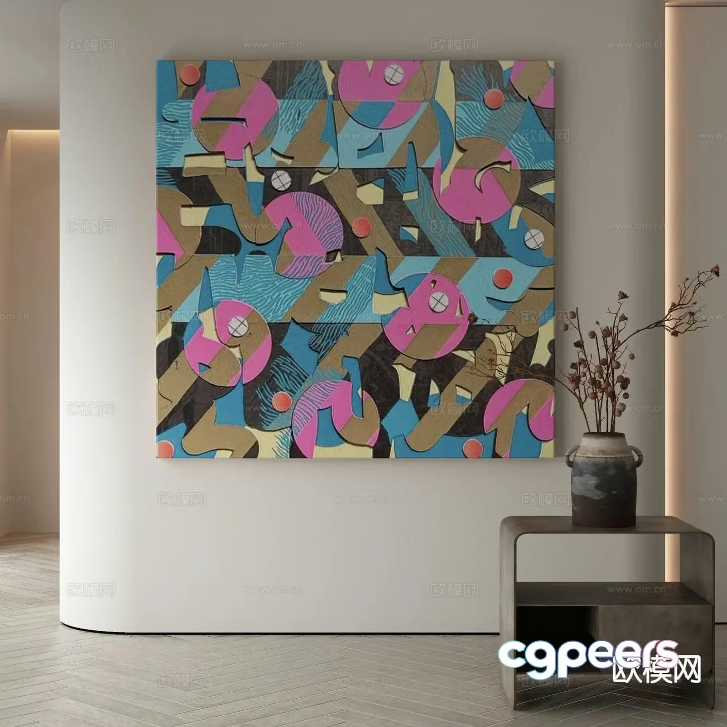 Modern decorative painting abstract painting 3d model