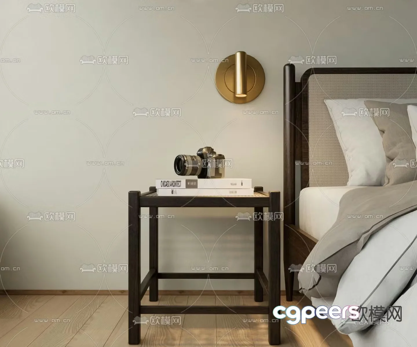 Medieval style bedside table 3d model
