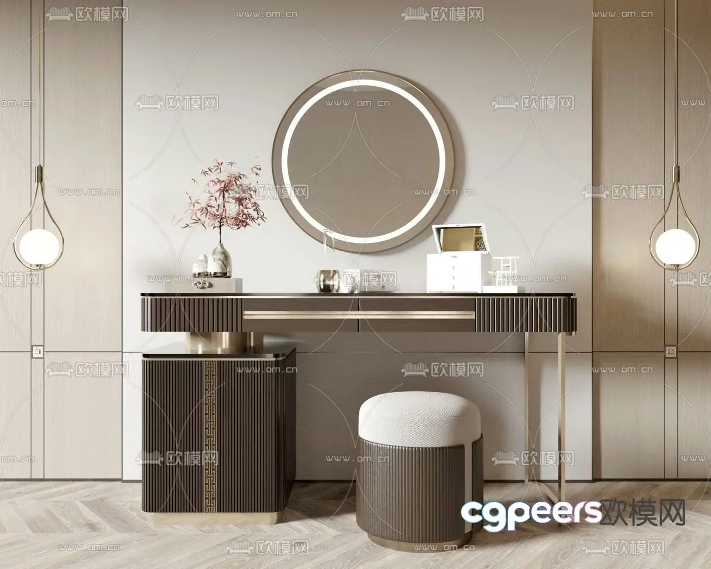New Chinese style dressing table dressing table 3d model