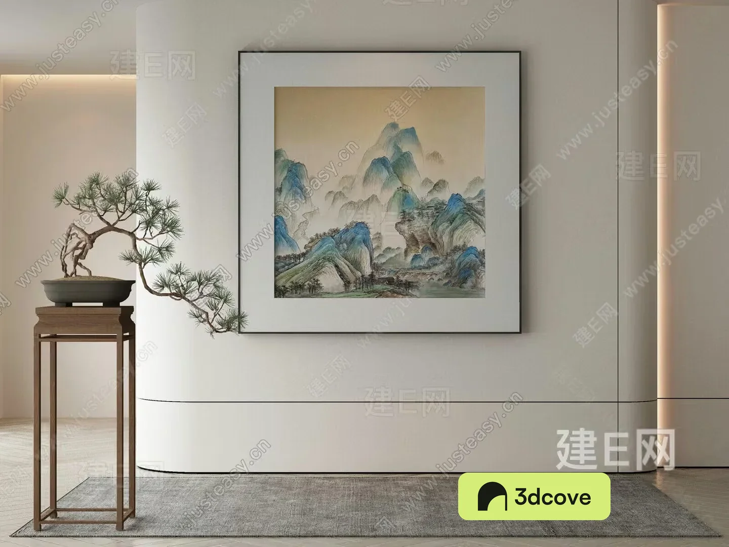 A Framed Painting Of A Mountain Landscape