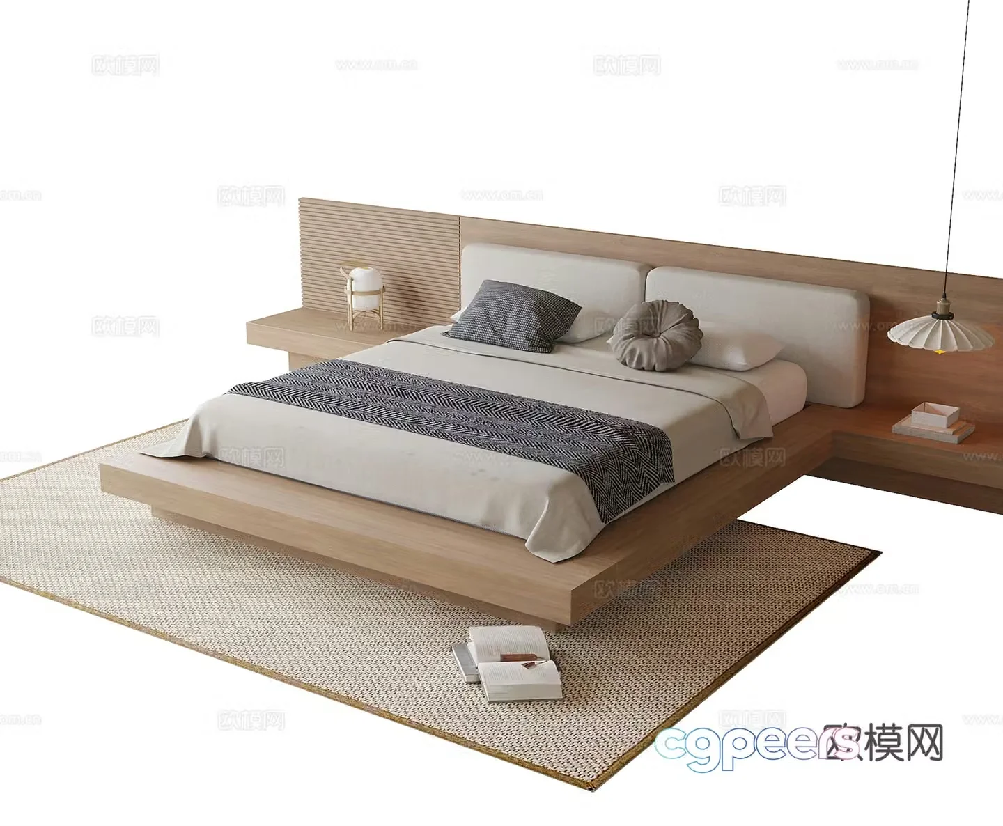 Modern double bed bedside chandelier 3d model