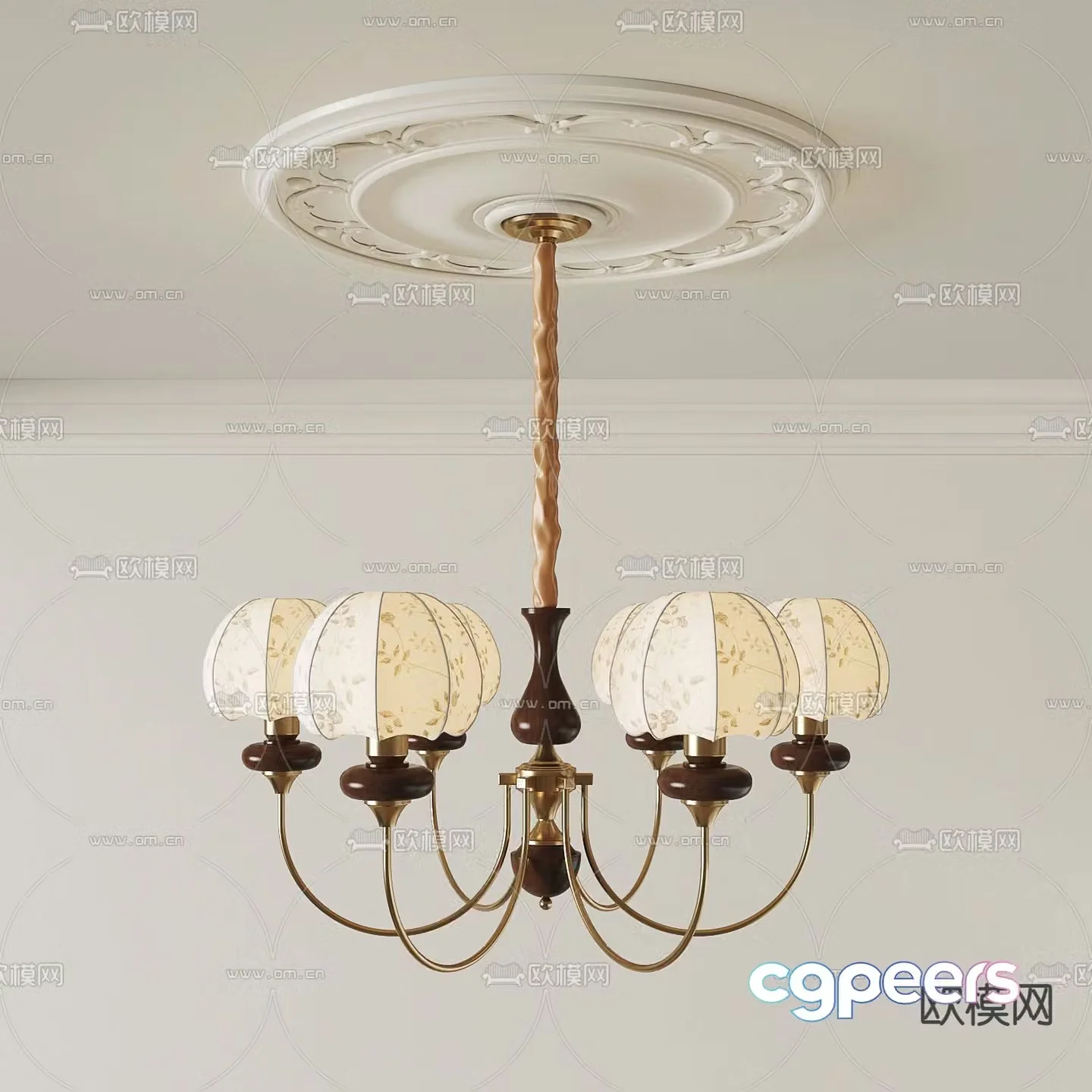 French chandelier multi-head chandelier 3d model