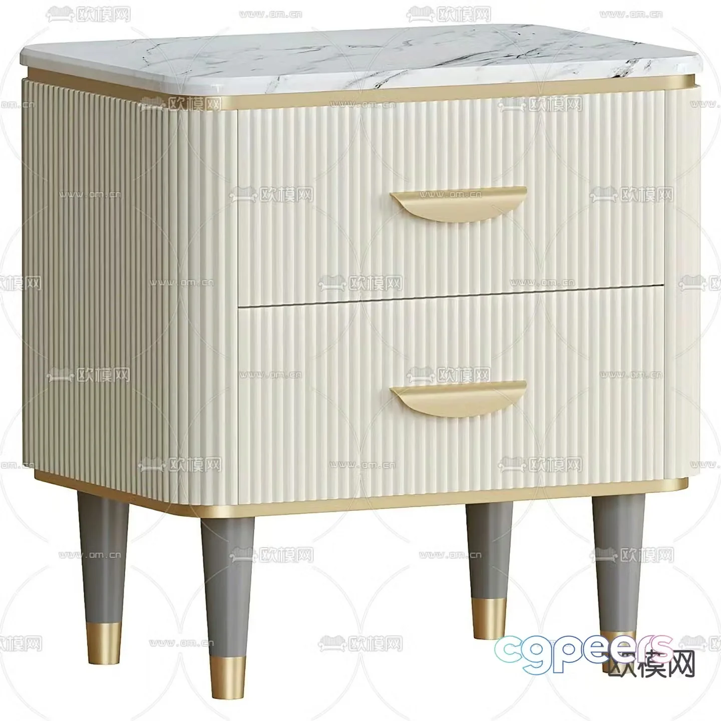 Marble bedside table 3d model