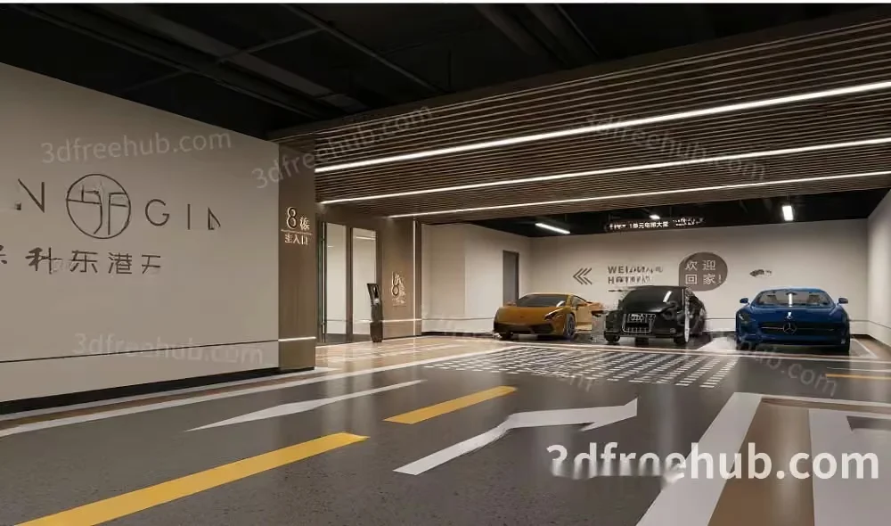 Modern Car Garage 3D Model – 22916 – VRAY Render