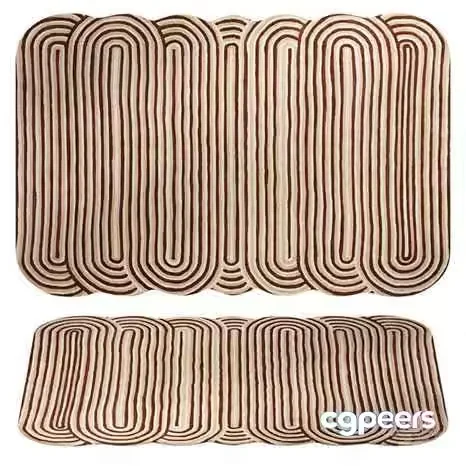 Brown And White Striped Rug 3D Model – 12624 – CORONA Render