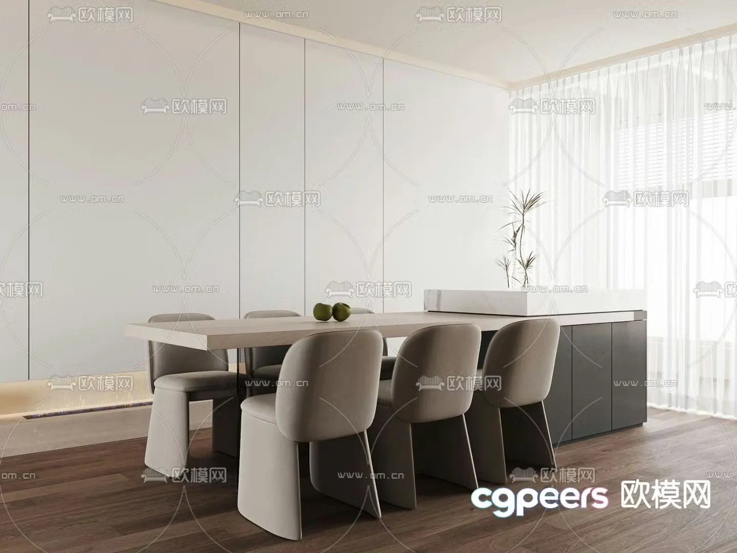 Modern dining table and chairs Island dining table and chairs 3D model