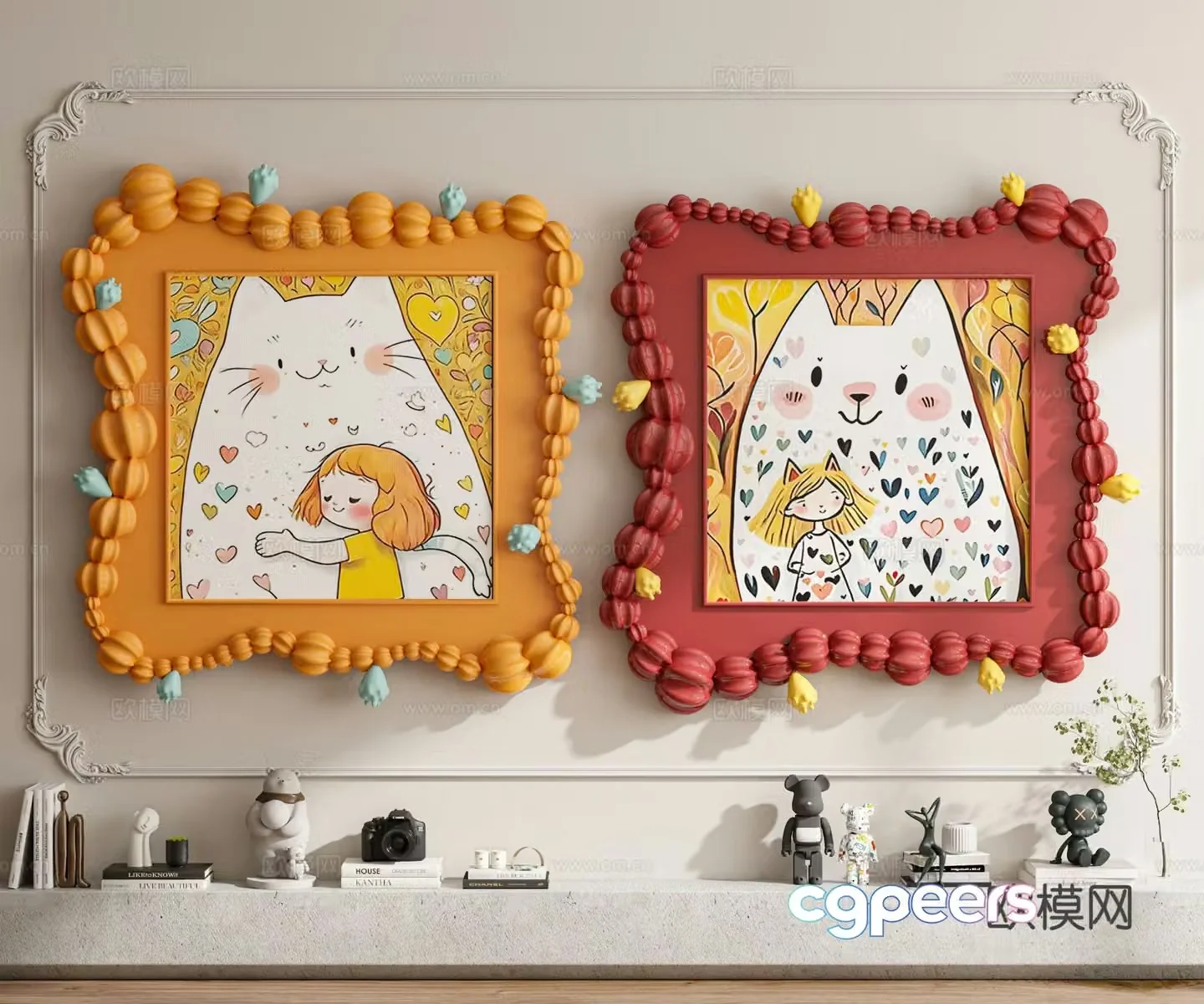 Dopamine children’s room hanging painting decorative painting 3D model