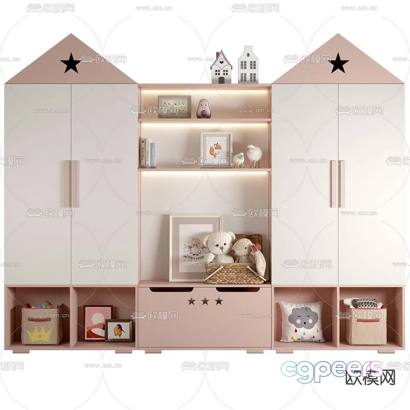 Modern children’s bookcase toy cabinet 3d model