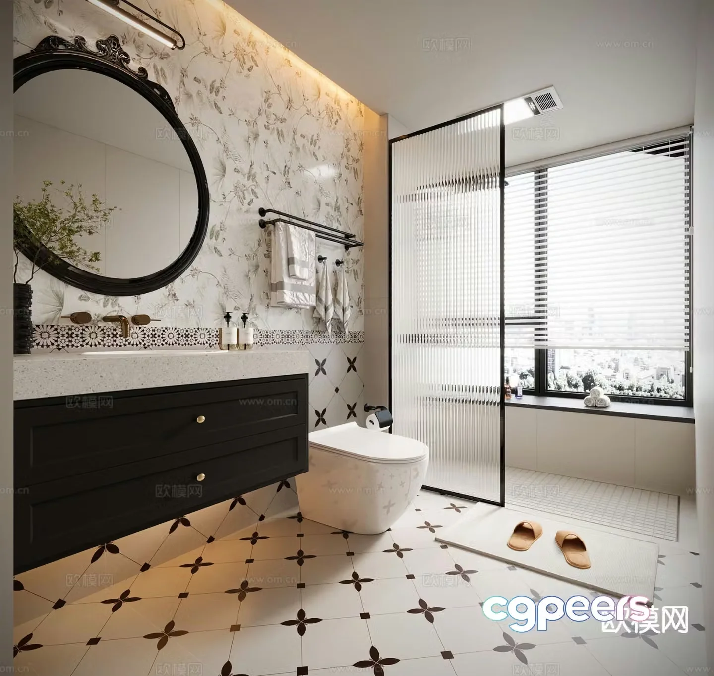 French retro bathroom bathroom 3d model