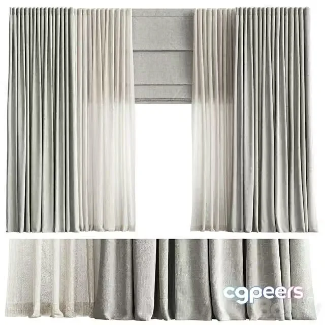 3ds Max Free – Curtains with Roman blinds 2