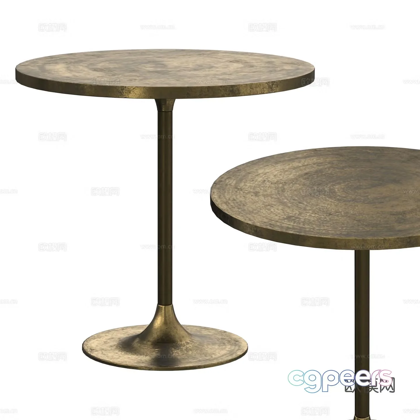 New Chinese style light luxury metal round edge 3D model