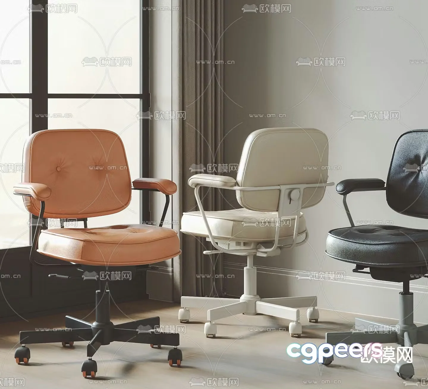 Leather office chair staff chair 3d model