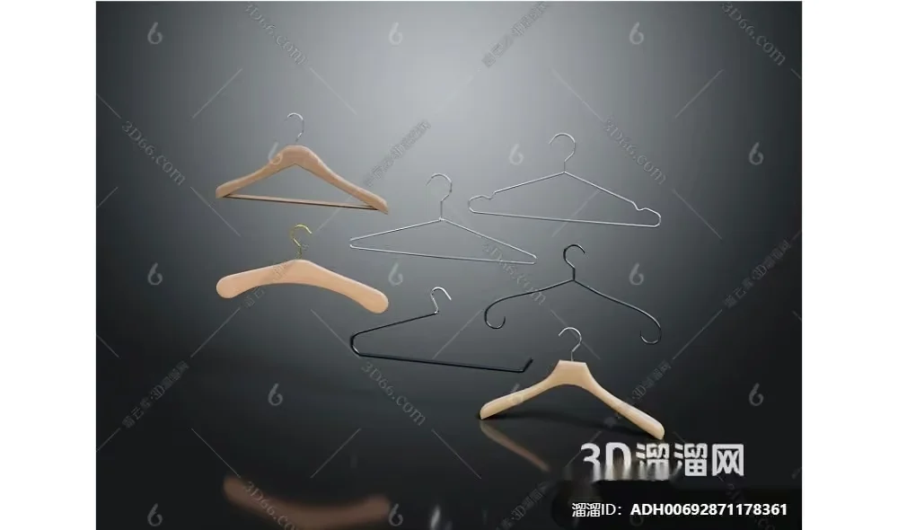 Wooden Coat Hangers 3D Model – 17849 – VRAY Render