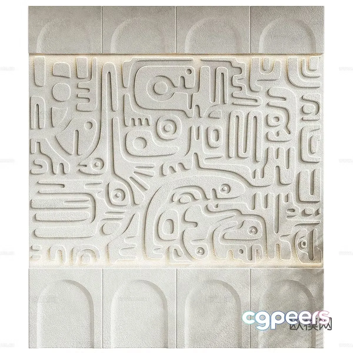 New Chinese style embossed wall decoration 3D model