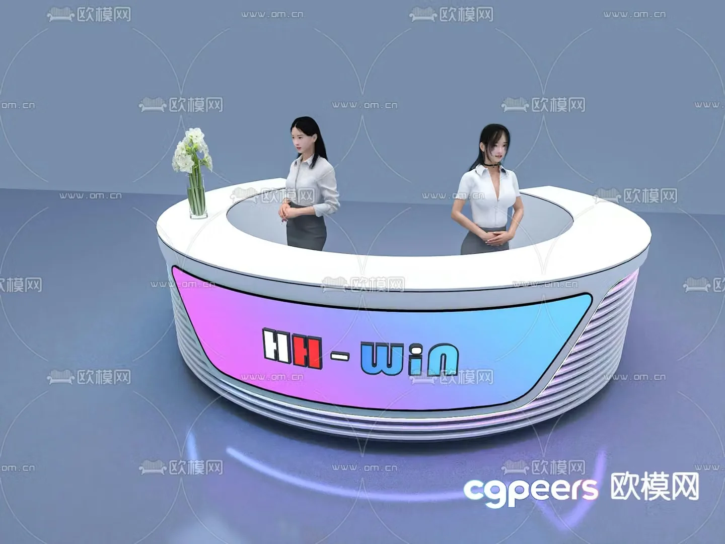 Event exhibition front desk reception desk service desk 3d model