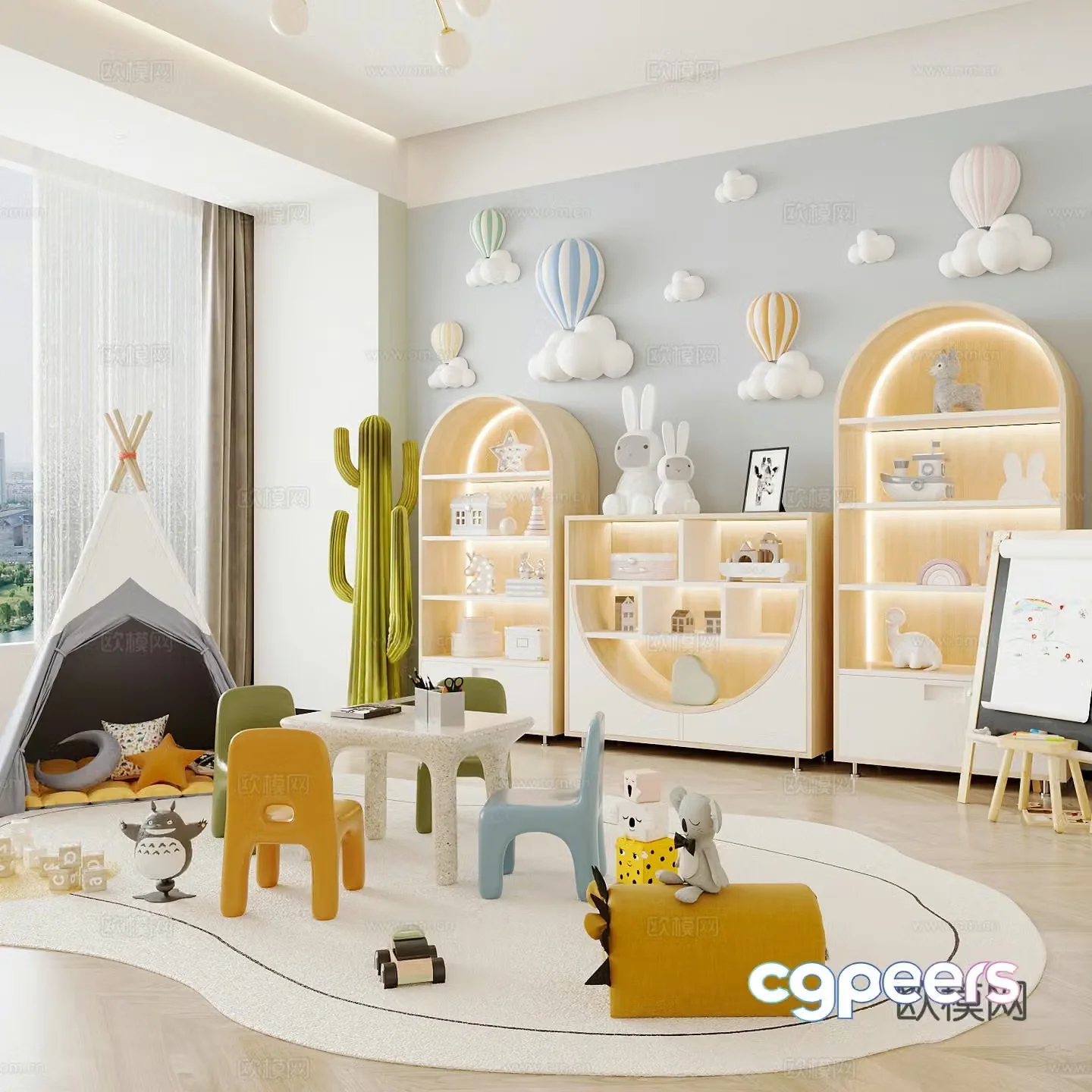 Modern children’s room boy’s room girl’s room children’s bed children’s wardrobe children’s desk 3d model