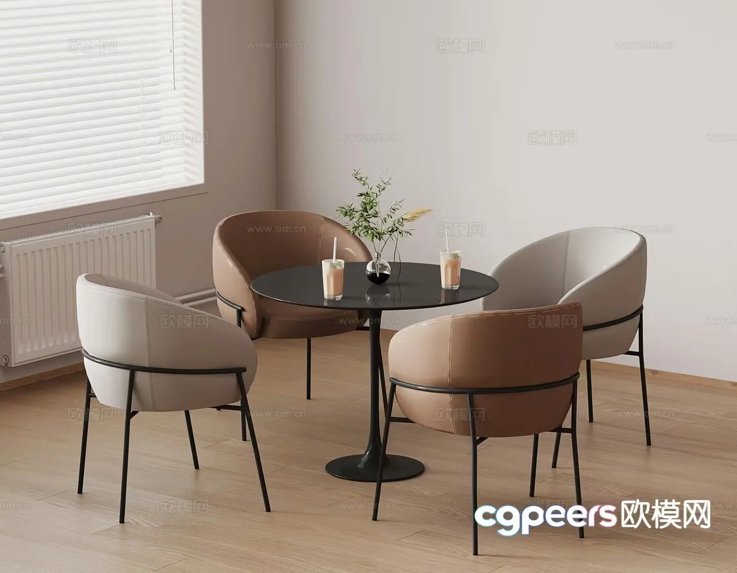 Modern leisure table and chairs 3d model